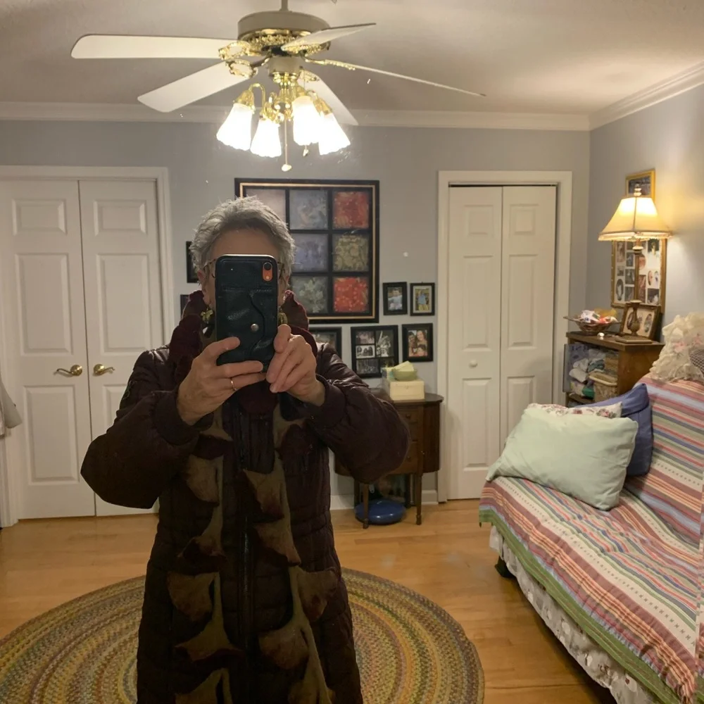 65” wool scarf/ accessory. Burgundy & taupe. Beautiful hand made piece. Perfect - Picture 3 of 8